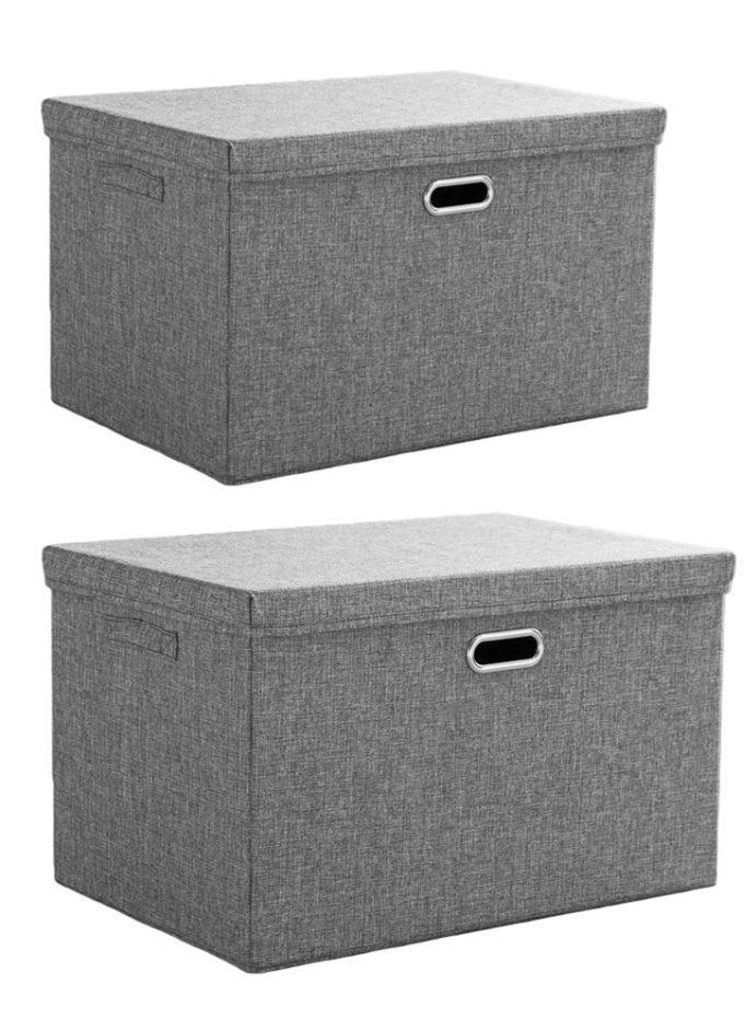 NIBEMINENT 2- Piece 54.25 L Cube Boxes With Handles To Store And Organize Clothes Games Books Toys Washable Foldable Removable Lid For Home Office - Image 1